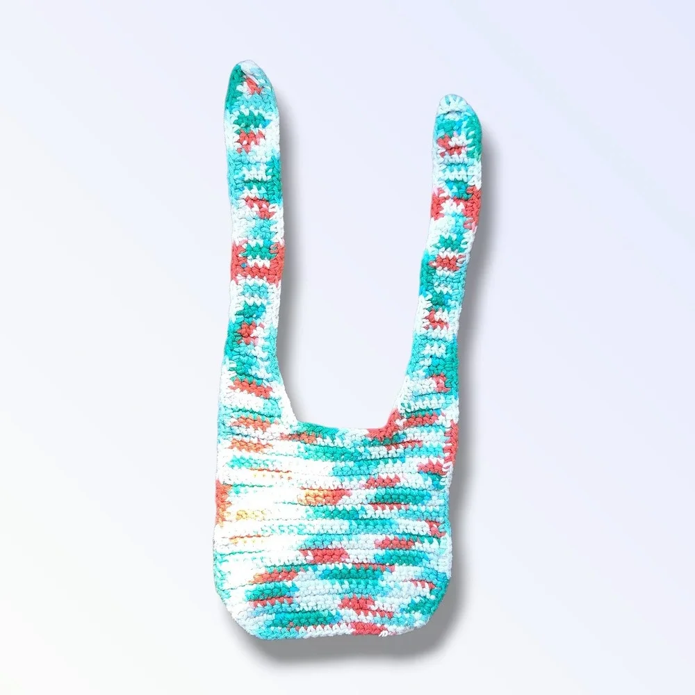 Handmade Baby Bib Crochet Teal Orange White‎ 17